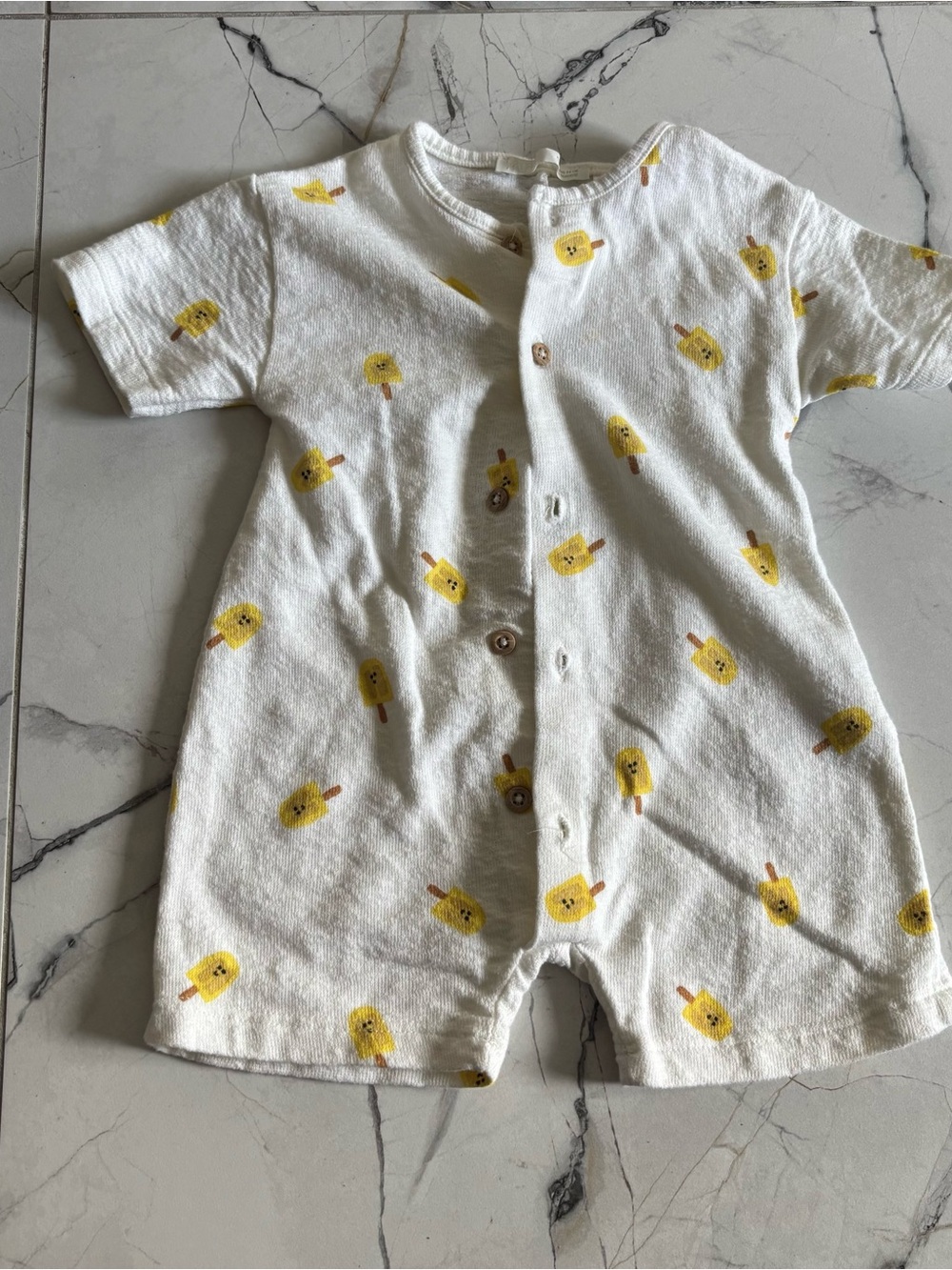 Zara White Romper with Yellow Popsicle Print